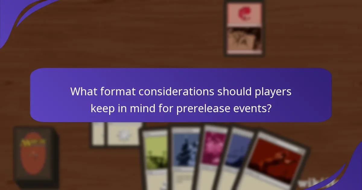 What format considerations should players keep in mind for prerelease events?